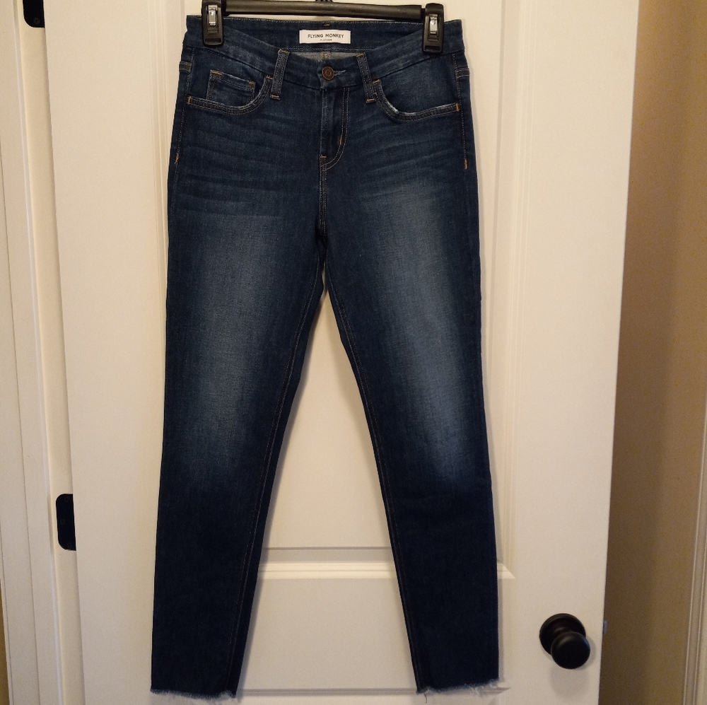 Flying Monkey Platimum Jeans, EUC, Size 25, Raw Hem, 5 Pocket